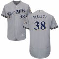 Men's Majestic Milwaukee Brewers #38 Wily Peralta Grey Flexbase Authentic Collection MLB Jersey