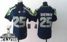 Nike Seattle Seahawks #25 Richard Sherman Steel Blue Team Color Super Bowl XLVIII Women Stitched NFL Elite Jersey