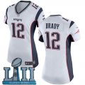 Nike Patriots #12 Tom Brady White Wo 2018 Super Bowl LII Game Jersey