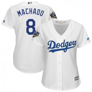 Dodgers #8 Manny Machado White Women 2018 World Series Cool Base Player Jersey