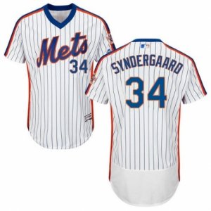 Men\'s Majestic New York Mets #34 Noah Syndergaard White Royal Flexbase Authentic Collection MLB Jersey