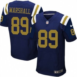 Mens Nike New York Jets #89 Jalin Marshall Elite Navy Blue Alternate NFL Jersey