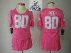 2013 Super Bowl XLVII Women NEW NFL San Francisco 49ers 80 Rice breast Cancer Awareness Pink Jerseys