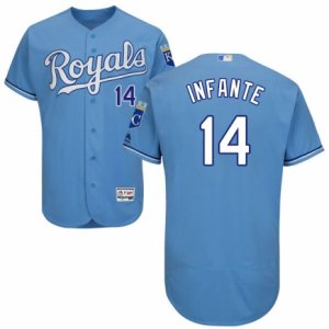 Men\'s Majestic Kansas City Royals #14 Omar Infante Light Blue Flexbase Authentic Collection MLB Jersey