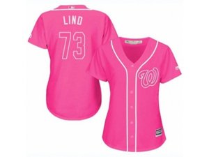 Women Washington Nationals #73 Adam Lind Replica Pink Fashion Cool Base MLB Jersey