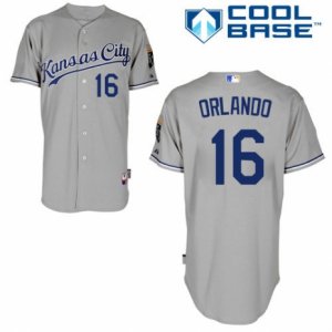 Men\'s Majestic Kansas City Royals #16 Paulo Orlando Replica Grey Road Cool Base MLB Jersey