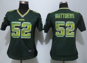 Women New Nike Green Bay Packers #52 Matthews Green Strobe Jerseys