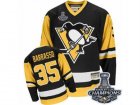 Mens CCM Pittsburgh Penguins #35 Tom Barrasso Authentic Black Throwback 2017 Stanley Cup Champions NHL Jersey