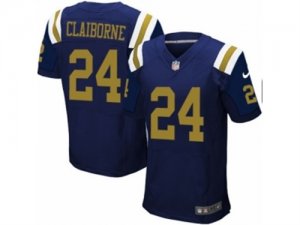 Mens Nike New York Jets #24 Morris Claiborne Elite Navy Blue Alternate NFL Jersey