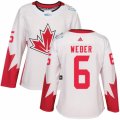 Women's Adidas Team Canada #6 Shea Weber Authentic White Home 2016 World Cup Hockey Jersey