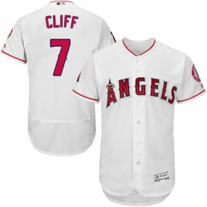 Men\'s Majestic Los Angeles Angels of Anaheim #7 Cliff Pennington White Flexbase Authentic Collection MLB Jersey