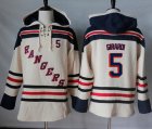 Mens New York Rangers #5 Dan Girardi Cream Sawyer Hooded Sweatshirt Stitched NHL Jersey