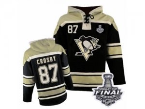 Mens Old Time Hockey Pittsburgh Penguins #87 Sidney Crosby Authentic Black Sawyer Hooded Sweatshirt 2017 Stanley Cup