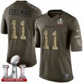 Mens Nike New England Patriots #11 Julian Edelman Limited Green Salute to Service Super Bowl LI 51 NFL Jersey