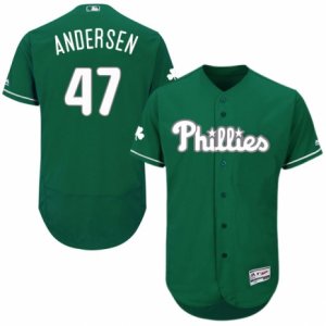 Men\'s Majestic Philadelphia Phillies #47 Larry Andersen Green Celtic Flexbase Authentic Collection MLB Jersey