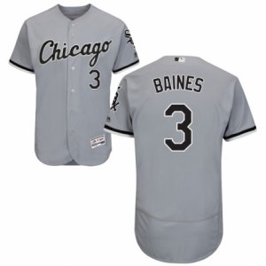 Men\'s Majestic Chicago White Sox #3 Harold Baines Grey Flexbase Authentic Collection MLB Jersey