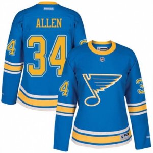 Womens Reebok St. Louis Blues #34 Jake Allen Authentic Blue 2017 Winter Classic NHL Jersey