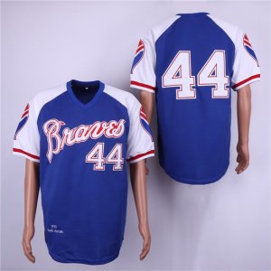 Braves #44 Hank Aaron Blue 1973 Throwback Je