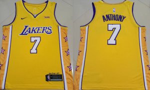 Lakers #7 Carmelo Anthony Yellow Nike City Edition Swingman Jersey
