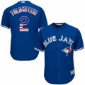 Mens Majestic Toronto Blue Jays #2 Troy Tulowitzki Authentic Royal Blue USA Flag Fashion MLB Jersey