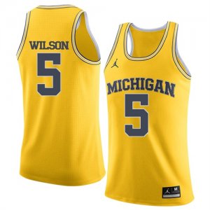 University of Michigan #5 D.J. Wilson Yellow College Basketball Jersey