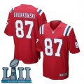 Nike Patriots #87 Rob Gronkowski Red Youth 2018 Super Bowl LII Game Jersey