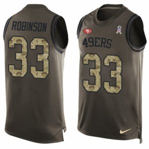 Mens Nike San Francisco 49ers #33 Rashard Robinson Limited Green Salute to Service Tank Top NFL Jersey