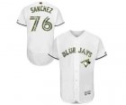 Mens Majestic Toronto Blue Jays #76 Tony Sanchez Authentic White 2016 Memorial Day Fashion Flex Base MLB Jersey