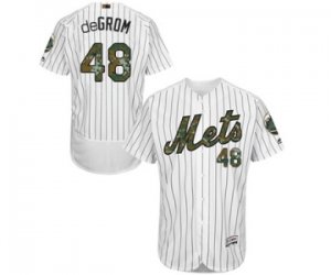 Men\'s Majestic New York Mets #48 Jacob deGrom Authentic White 2016 Memorial Day Fashion Flex Base MLB Jersey