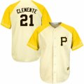 Men's Majestic Pittsburgh Pirates #21 Roberto Clemente Replica Cream Gold Exclusive Cool Base MLB Jersey