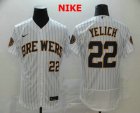 Men Milwaukee Brewers #22 Christian Yelich White Stitched MLB Flex Base Nike Jersey