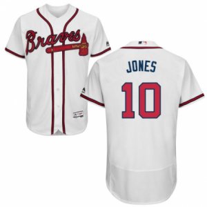 Men\'s Majestic Atlanta Braves #10 Chipper Jones White Flexbase Authentic Collection MLB Jersey