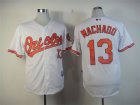 Orioles #13 Manny Machado White Cool Base Jersey