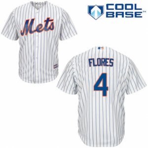 Men\'s Majestic New York Mets #4 Wilmer Flores Authentic White Home Cool Base MLB Jersey