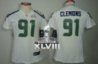 Nike Seattle Seahawks #91 Chris Clemons White Super Bowl XLVIII Women Stitched NFL Jersey