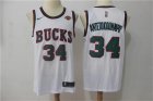 Bucks #34 Giannis Antetokounmpo White Nike Throwback Swingman Jersey