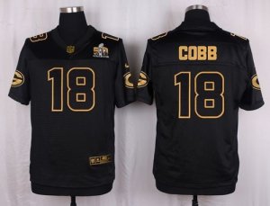 Nike Green Bay Packers #18 Randall Cobb Black Pro Line Gold Collection Jersey(Elite)