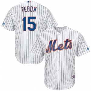 Youth New York Mets #15 Tim Tebow Majestic White Home Cool Base Player Jersey