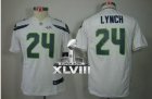 Nike Seattle Seahawks #24 Marshawn Lynch White Super Bowl XLVIII Youth Stitched NFL Limited Jersey