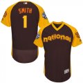 Mens Majestic San Diego Padres #1 Ozzie Smith Brown 2016 All-Star National League BP Authentic Collection Flex Base MLB Jerse
