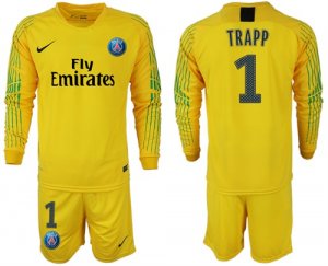 2018-19 Pari Saint-Germain 1 TRAPP Yello Goalkeeper Long Sleeve Soccer Jersey