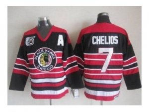 nhl jerseys chicago blackhawks #7 chelios black-red[75th][patch A]