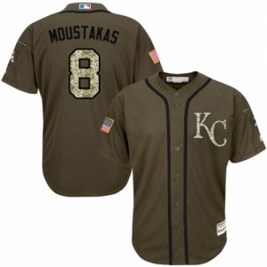 Men\'s Majestic Kansas City Royals #8 Mike Moustakas Replica Green Salute to Service MLB Jersey