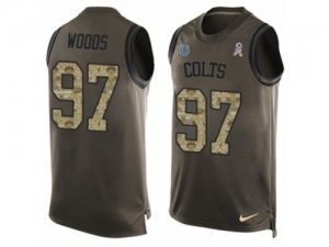 Mens Nike Indianapolis Colts #97 Al Woods Limited Green Salute to Service Tank Top NFL Jersey