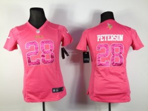 Nike Women Minnesota Vikings #28 Adrian Peterson Pink Jerseys