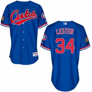 Men\'s Majestic Chicago Cubs #34 Jon Lester Replica Blue 1994 Turn Back The Clock MLB Jersey