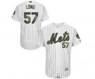 Men's Majestic New York Mets #57 Kevin Long Authentic White 2016 Memorial Day Fashion Flex Base MLB Jersey