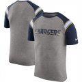 Los Angeles Chargers Enzyme Shoulder Stripe Raglan T-Shirt Heathered Gray