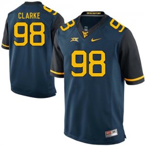 West Virginia Mountaineers #98 Will Clarke Navy College Football Jersey