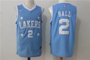 Lakers #2 Lonzo Ball Light Blue Nike Stitched Jersey